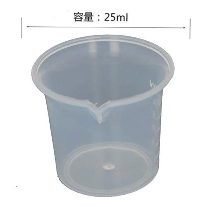 Othmro 2Pcs Kitchen Lab 25mL Plastic Measuring Cup Jug Pour Spout Container Baking Tool Measuring Cup Labs PP Graduated Beakers - color: 25ml 2Pcs