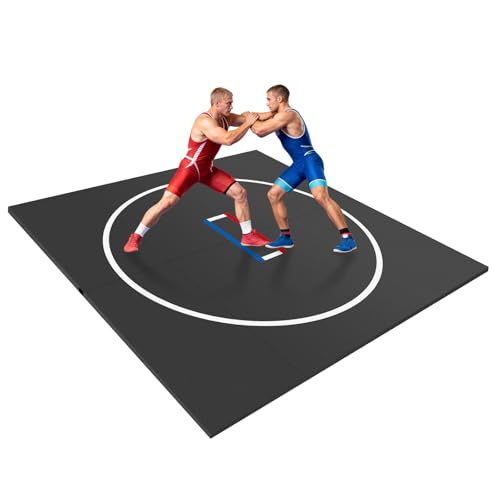 300x300cm Jiu Jitsu Wrestling Mats for Home Foldable XPE Jiu Jitsu Floor Exercise Mat Waterproof 1.18in Thick for BJJ MMA Martial Art Boxing Grappling and Judo