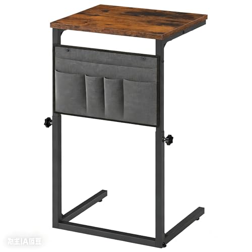 HOOBRO 10 Gallon Aquarium Stand and C Shaped End Table, 3-Tier Fish Tank Stand with Storage, Adjustable Side Table for Sofa, Couch Table That Slide Under, Storage Pockets, BF52FT01-BF77SF01