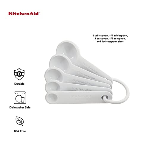 KitchenAid Plastic Measuring Spoons, Set Of 5, White - color: White