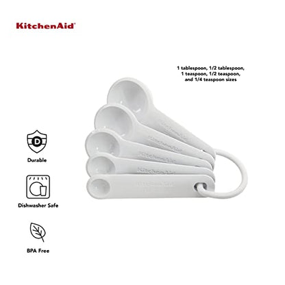 KitchenAid Plastic Measuring Spoons, Set Of 5, White - color: White