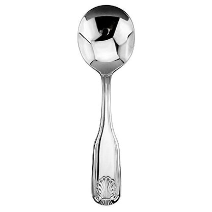 New Star Foodservice Shell Pattern 18/0 Stainless Steel Bouillon Spoon, 6.4-Inch, Set of 12, Commercial Grade - size: Bouillon Spoon (6.4-Inch)