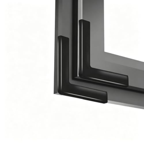 Clear PVC Corner Guards,L-Shaped Protective Bumpers for Tables,Transparent Windows,Doors Rubber Corners for Sharp Corners Transparent Anti-Collision Protectors(8 PCS) (Black) - color: Black