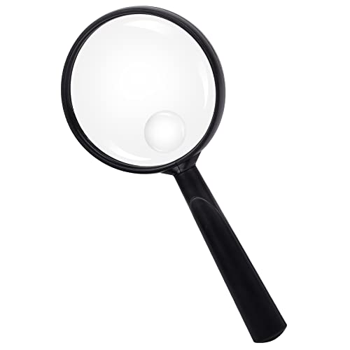 Handheld Reading Magnifier, 10X Magnifier, 75mm Shatterproof Lens, Adults Close Work Non-Slip Handle for Seniors Reading and Nature Exploration(Black) - color: Black, size: 75mm