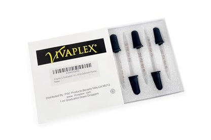 Vivaplex, 6, Graduated, 1 ml Glass Eye Droppers. Assorted Pack of Long and Short, Straight tip, Bent tip, and Round tip Calibrated Pipettes.