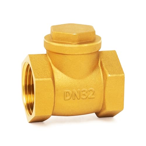 ChillWaves Brass Swing Check Valve DN32 1-1/4" Female Thread, One-Way Horizontal Non-return Check Valve for Backflow Prevention(1-PACK) - size: 1-1/4" Female x 1-1/4" Female(DN32), style: PACK OF 1