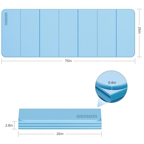 Yoga Mat Thick 10mm, Foldable Yoga Mat 75 x 26 x 0.4 Inches - color: Blue