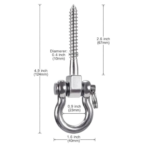 SELEWARE Heavy Duty Swing Hanger, 6 Pack Porch Swing Hardware - color: U (5 Inch, 6 Pack)