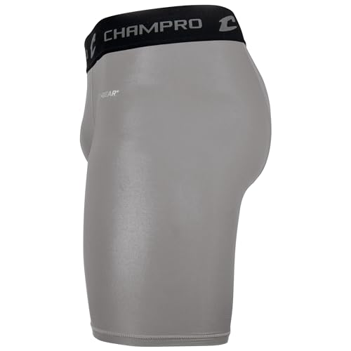 CHAMPRO Men's Polyester/Spandex Lightning Compression Shorts - color: Grey, size: XX-Large