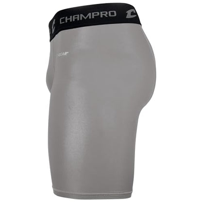 CHAMPRO Youth Polyester/Spandex Lightning Compression Shorts - color: Grey, size: Medium