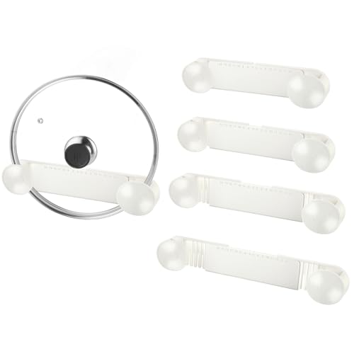 4-piece pot lid rack, pot lid storage container suitable for lids ranging from 6 inches to 14 inches, adhesive wall mounted pot lid storage, suitable for kitchen cabinets and cabinet doors (White) - color: White