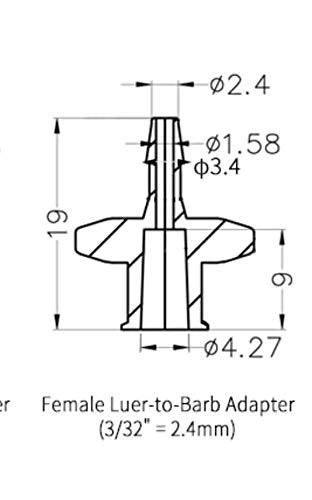 Female Luer Lock Connector - 3/32" Hose Barb Fittings PP Polypropylene Hose, 25x Luer Lock Adapter for Laboratory Equipment, Luer Lock Syringe, Female Hose Connector, Luer Hose Barb Adapter