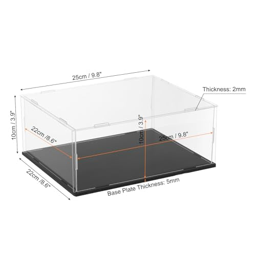 uxcell Acrylic Clear Display Case for Collectibles Self-Assemble Display Boxes with Black Base Dustproof Countertop Storage Box for Collectibles Action Figures, 9.8 x 7.9 x 3.9 Inch - size: 9.8 x 7.9 x 3.9 Inch