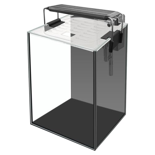 Glass Aquarium Starter Kits 1.5 Gallon Small Fish Tank, Betta Fish Tank for Home Office Deco, with LED Light, Power Filter, 4mm Glass, Black