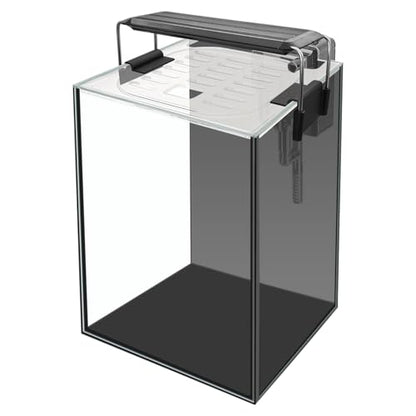 Glass Aquarium Starter Kits 1.5 Gallon Small Fish Tank, Betta Fish Tank for Home Office Deco, with LED Light, Power Filter, 4mm Glass, Black