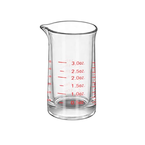 1Pc 3 Oz Glass Measuring Cup,Borosilicate Shot Glass with V-Shaped Spout-Black Red Line 90ml Precision Measuring Cup for Kitchen & Bar (1, Red) - color: Red