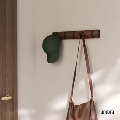 Umbra Flip Coat Rack, Wall Mounted 5-Hook Space Saving, Walnut/Black - color: Walnut/Black, size: 5 hook