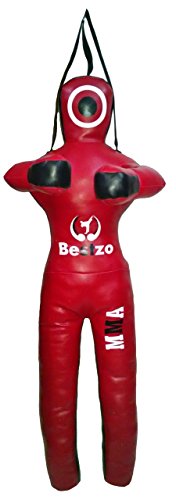 Bestzo MMA Jiu Jitsu Judo Punching Bag Grappling Dummy Red Standing Position-Unfilled - color: Synthetic Leather Red, size: 70 inches (6 ft)