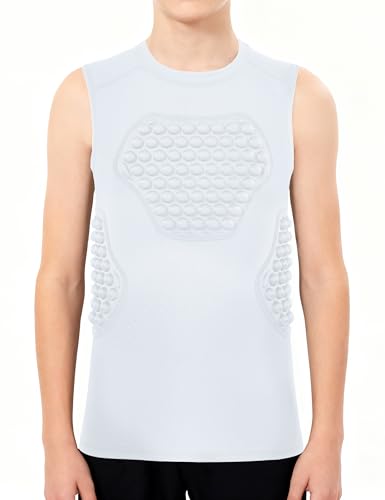 Roadbox Youth Baseball Chest Protector Padded Compression Shirt Heart Guard - color: 02 white, size: Large