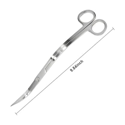Extra Long Curved Aquarium Scissors, Stainless Steel Tools for Trimming Aquatic Plants, Professional Wave Scissors for Fish Tank, Aquarium & Terrarium, Ambidextrous Design