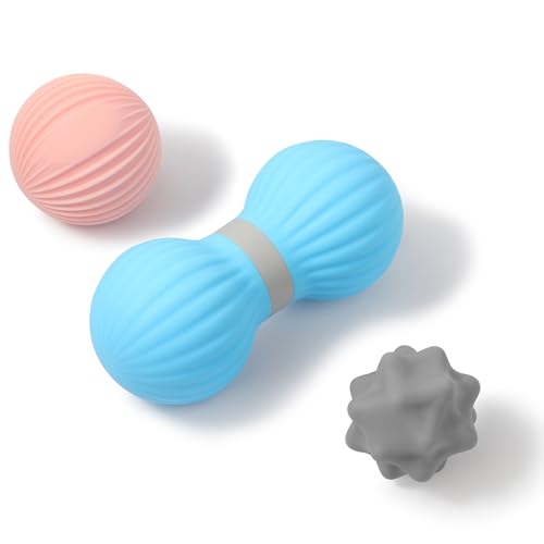 HODEMI Peanut Massage Ball Set, 3 Pack Peanut Roller, Textured Massage Ball & Trigger Point Ball for Deep Tissue Massage and Myofascial Release for Back, Neck, Hip and Foot with Mesh Bag - style: Peanut Roller Set