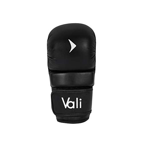 Vali MMA Hybrid Gloves Shooter for Sparring Grappling Training in Martial Arts - color: Black, size: Small-Medium