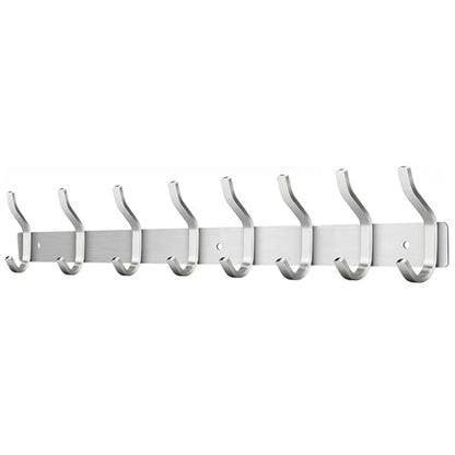 23 Inch Coat Rack Wall Mount with 8 Hooks, Silver Coat Hooks - color: Silver, size: 8 Hooks