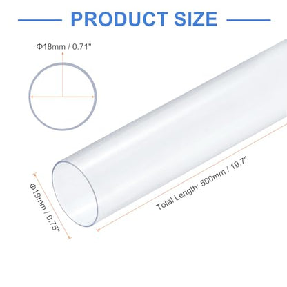 uxcell 10 Pcs Clear Plastic Rigid Tubing 18mm ID x 19mm OD, 0.5 Meters Length Round Polycarbonate Tubing for Aquarium Water Pipe, Water Cooling System, Plumbing - size: 18mm x 19mm