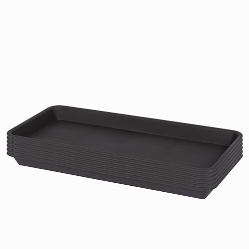 6 Pack Plastic Plant Saucer, Rectangular, Indoors Outdoor, Drip Tray for Flower Pot, Windowsill (6.5 X 13 Inch, Brown) - color: Dark Brown, size: 13'' x 6.5'' x 1.2'' (6 pack)