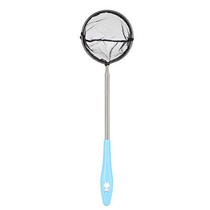 Aquarium Fine Mesh Stainless Steel Extendable Fish Net Skimmer for Shrimp with Nonslip Handle for Wall Hanging Blue Square for Shrimp, Small Fish - size: Round