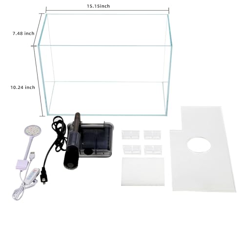 5 Gallon Glass Small Fish Tank with Filter Light and Lid, Betta Aquarium Starter Kits - size: 5 Gallon