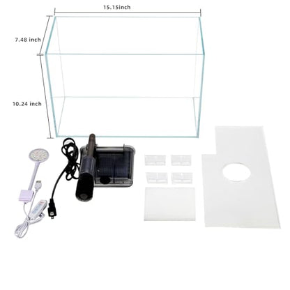 5 Gallon Glass Small Fish Tank with Filter Light and Lid, Betta Aquarium Starter Kits - size: 5 Gallon