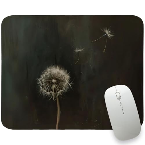 Vintage Moss Green Dandelion Mouse Pad, Retro Black Dandelion Desk Mat for Office, Deep Dark Green Flroal Office Decor Plant Gifts for Women Girls 8x10 in - color: Dandelion