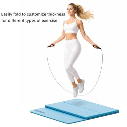 Yoga Mat Thick 10mm, Foldable Yoga Mat 75 x 26 x 0.4 Inches - color: Blue