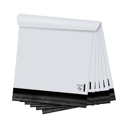 Poly Mailers Adhesive Sealing Shipping Envelopes, Mailing Bags for clothing, books and accessories, Waterproof., White (PM100) Large, 10" x 13" - size: 10" x 13" 100pcs