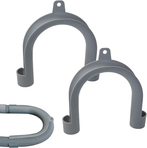 2Pcs Gray Plastic U-Shape Washing Machine Drain Hose Holder - Secure & Organize Drain Hose, 2 Pack