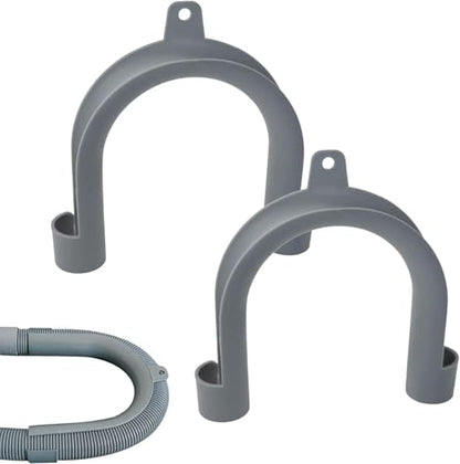 2Pcs Gray Plastic U-Shape Washing Machine Drain Hose Holder - Secure & Organize Drain Hose, 2 Pack