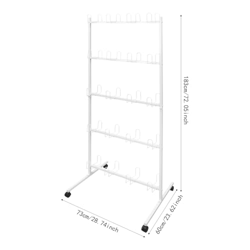 TFCFL Boxing Gloves Drying Rack, Boxing Glove Storage Stand with Universal Wheels,5-Tier Metal Boxing Gloves to Dry Out,Holds 20 Pair of Gloves - color: White