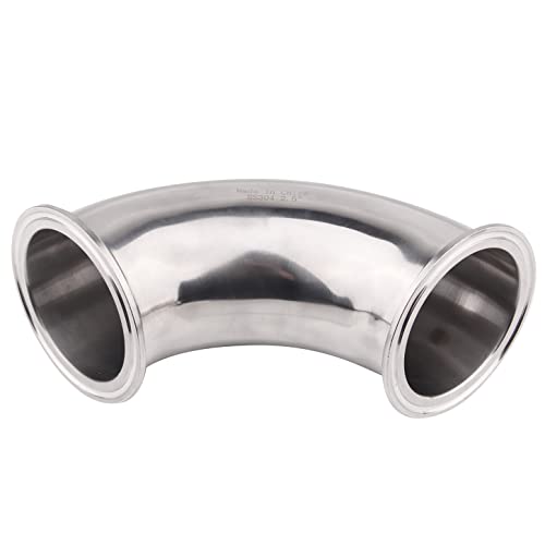 DERNORD Sanitary Ferrule Elbow 90 Degree Pipe Fitting with 2 Pieces Silicone Gasket SS304 Tri Clamp (2-1/2" Tube OD) - size: 2-1/2" Tube OD, style: Pack of 1