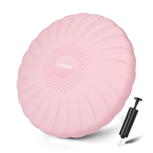 kisnbld Wobble Cushion, Balance Disc with Pump, Core & Posture Training | Extra-thick Non-slip Wiggle Seat for Sensory Kids improve balance, core strength and posture(Each 13.5in/34cm) - color: 1Pink