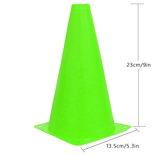 Alyoen 9 inch Traffic Cones, Plastic Sport Cones, Green Soccer Training Cones for Outdoor Activity & Festive Events (Sets of 10/15/ 20) - color: Green-10 Pack