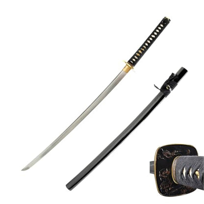 Katana Samurai Sword for Display, Hand Forged Full Tang 1045 Carbon Steel - style: Warrior & Fuji
