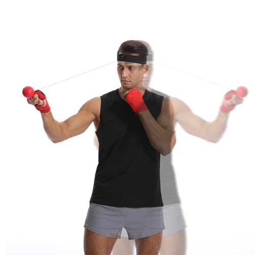 Boxing Reflex Ball Reaction Fitness | Boxing React Ball Headband for Bedroom Travel Dorm Gym Men Women Beginners Teens Professionals - color: four goals 1
