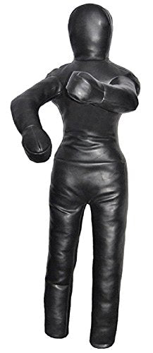 LEATHERAY MMA Jiu Jitsu Grappling Dummy Judo Punching Bag,Brazilian Jiu Jitsu Dummy,Wrestling Grappling BJJ Dummy Black Synthetic Leather - 48 inches-Unfilled