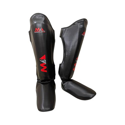 Muay Thai Shin Guards, Shin Pad for Martial Arts, Kick Boxing Leg Instep Protection Pads for Sparring, MMA Kickboxing Taekwondo Professional Training Equipment Gear - size: Medium