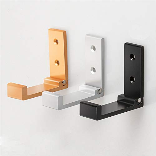 ZEYU Folding Coat Hooks, 5Pcs Wall Hooks for Hanging Coat Towel Hooks Hardware Heavy Duty Aluminum Alloy Headphone Holder No Rust Wall Mounted with Screws for Bags Fitness Equipment - color: 5Pcs-Black