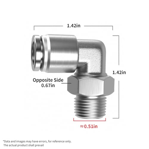 PNEUMATIC 304 Stainless Steel Male Elbow 3/8 Inch Tube OD x 1/4 Inch NPT Thread 90 Push to Connect Tube Fitting (Pack of 2) - size: 3/8"OD x 1/4"NPT
