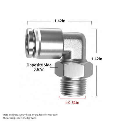 PNEUMATIC 304 Stainless Steel Male Elbow 3/8 Inch Tube OD x 1/4 Inch NPT Thread 90 Push to Connect Tube Fitting (Pack of 2) - size: 3/8"OD x 1/4"NPT