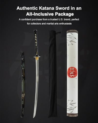 Katana Samurai Sword for Display, Hand Forged Full Tang 1045 Carbon Steel - style: Samurai Figure