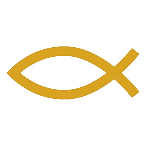 Jesus Fish Christian 2 (Metallic Gold) (Set Of 2) Premium Waterproof Vinyl Decal Stickers For Laptop Phone Accessory Helmet Car Window Bumper Mug Tuber Cup Door Wall Decoration - color: Metallic Gold, size: 3.8 inches x 1.5 inches